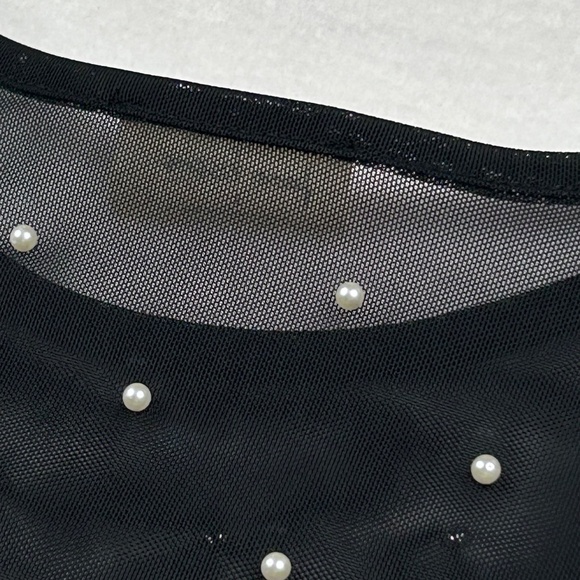 Free Kisses Women Large Black Pearl Mesh Sheer Cover-Up Long Sleeve - Picture 11 of 12